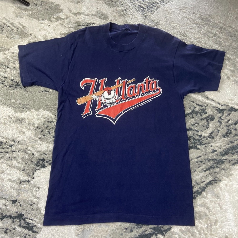 Vintage Hotlanta 91 Donna Maries Mischief T Shirt L Mens‎ Blue Single Stitched